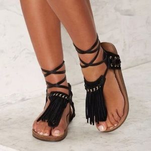 NEW SAM EDELMAN KYRA BLACK SUEDE GLADIATOR SANDAL
